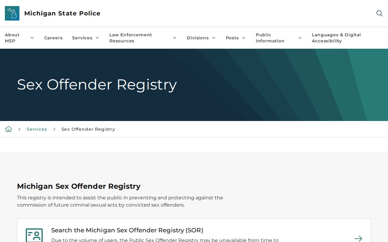 Ionia County sex offender registry information from Michigan State Police
